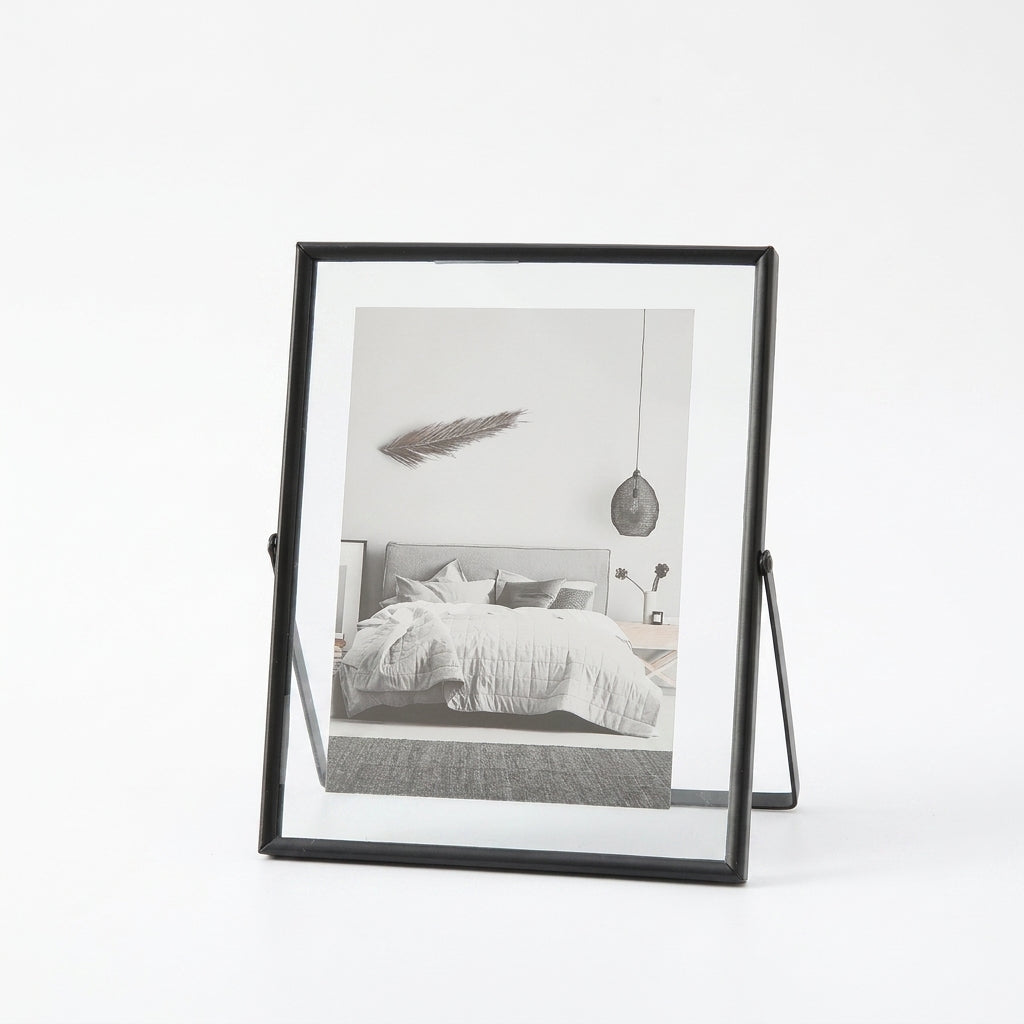 4- & 6-inch Metal Floating Photo Frame — Gold or Black with Transparent Acrylic Panels