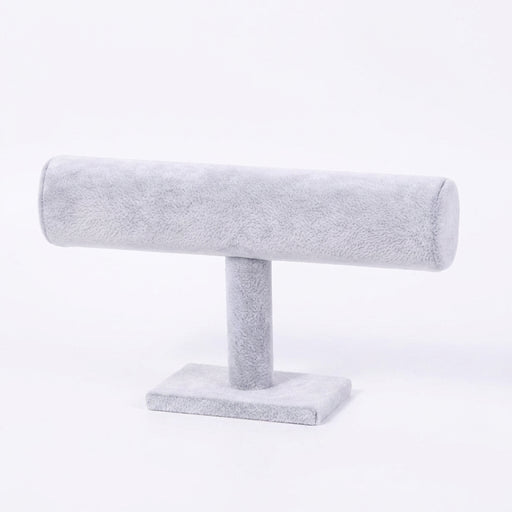 T-shaped Jewellery & Watch Display Stand — Velvet Bracelet Holder (Black/Grey)