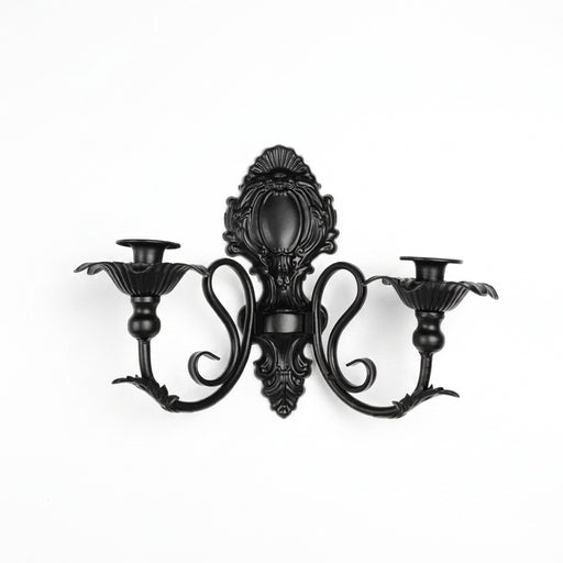 Vintage Black Wall-Mounted Iron Candlestick Holder