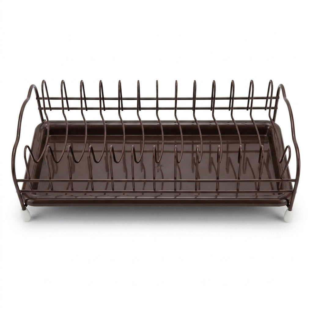 Iron Dish Drying Rack with Tray – Compact Kitchen Drainer, Black, 40.5×19×11 cm