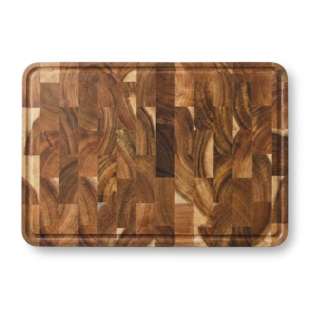 Acacia End-Grain Cutting Board 35×25×2.6cm — Seamless Splice, Damp-proof
