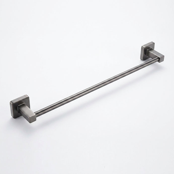 Grey Bathroom Hardware Set — Shelf, 48cm Towel Bar, Towel Ring, Robe Hook & Paper Holder