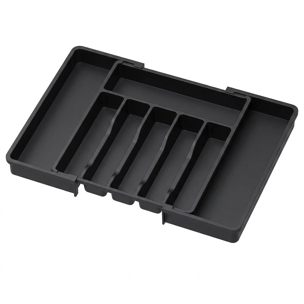 Adjustable Cutlery Drawer Organiser – Expandable Plastic Tray with Dividers