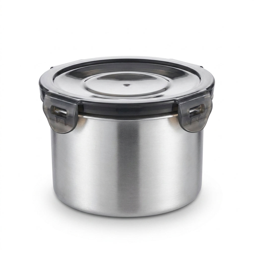 Stainless Steel Airtight Food Storage Jar — 500ml / 900ml / 1400ml, Sealed Canister with Locking Clamp