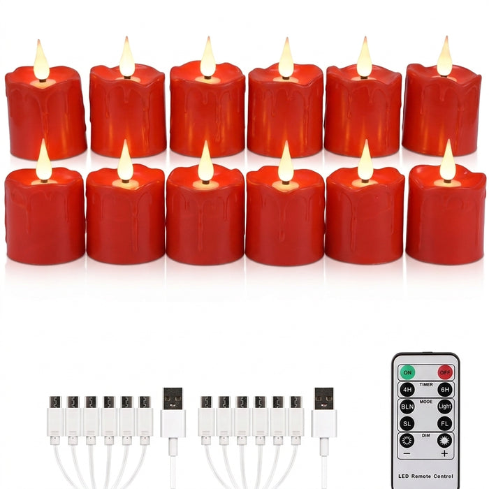 Rechargeable Waterproof LED Tea Lights with Remote Timer — Flameless Home & Wedding Candles