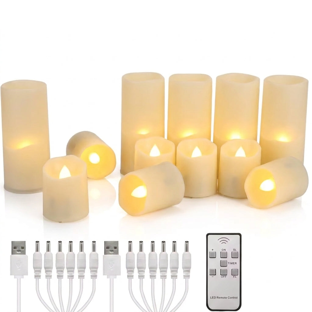 Rechargeable LED Tea Lights with Timer & Remote — Flameless Candles for Weddings & Home