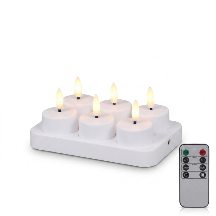 Rechargeable Flameless LED Tea Lights with Remote & Timer — 3D Flicker