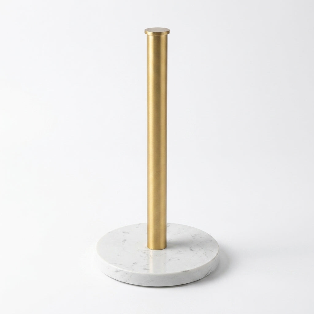 Nordic Marble & Space Aluminium Paper Towel Holder — Vertical Kitchen Roll Stand (Black, White, Gold)
