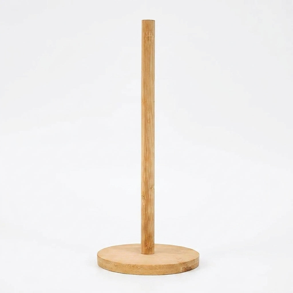 Bamboo Paper Towel Holder – Vertical Anti-Skid Tissue Stand for Kitchen & Home
