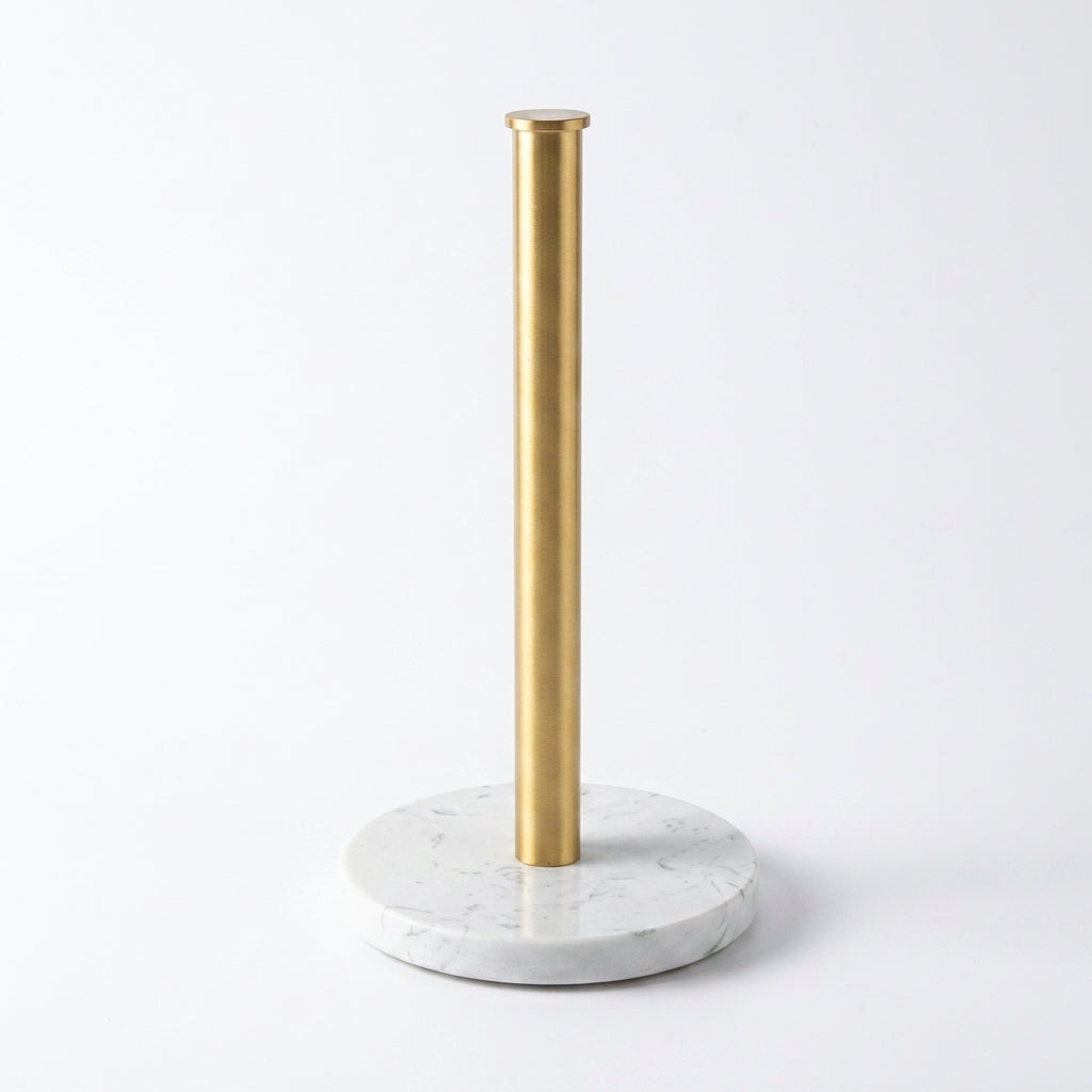 Marble Perforation‑Free Vertical Roll Paper Rack — Nail‑Free Floor Holder for Kitchen Wraps