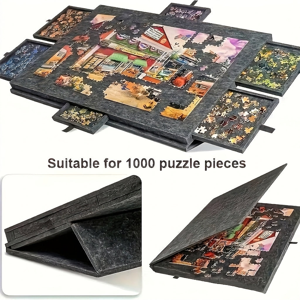 6-in-1 Tiltable Puzzle Desk with 6 Drawers — Holds 1,000 Pieces, Decorative Storage