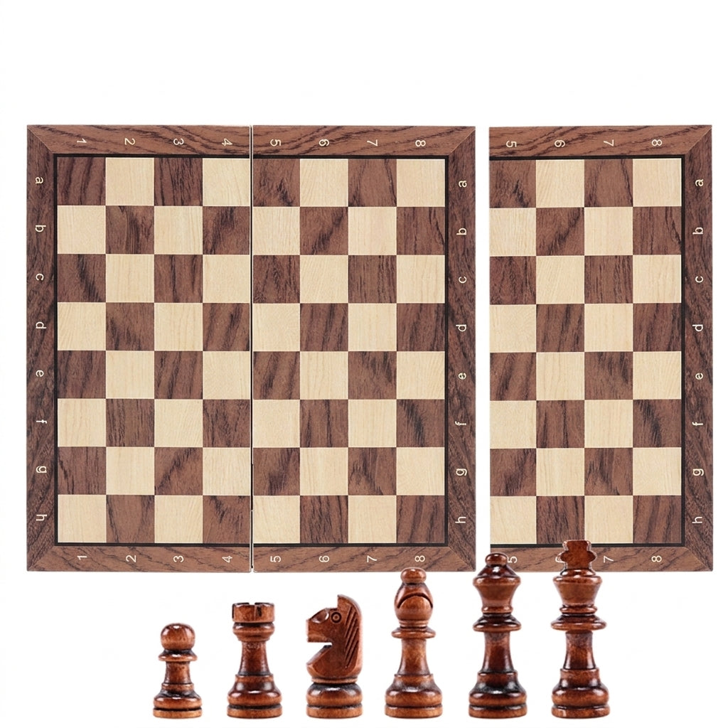 Magnetic Foldable Solid Wood Chess Set — Portable & Educational, Ages 14+