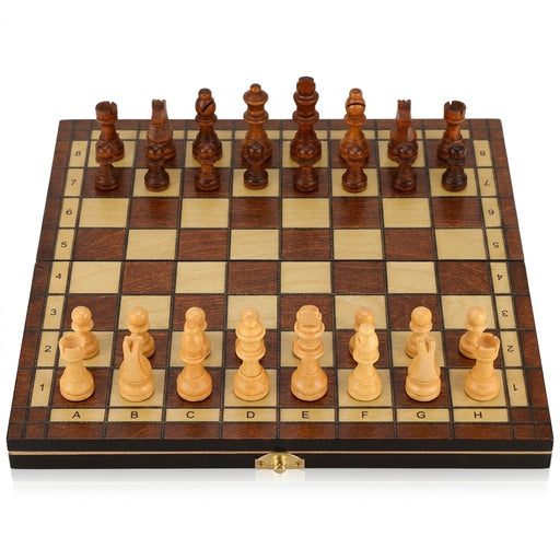 Retro 3-in-1 Wooden Chess Set — Foldable Chessboard with Checkers & Backgammon