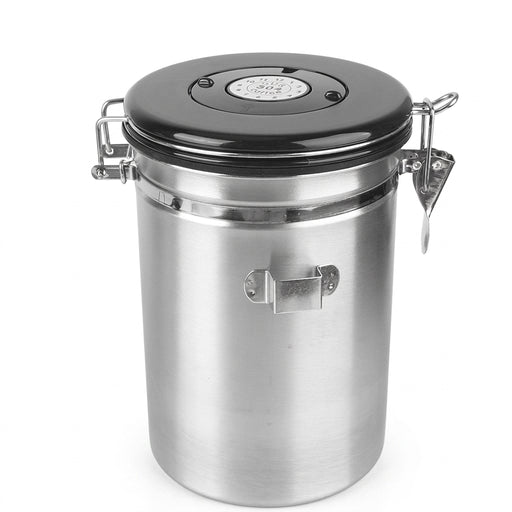 Stainless Steel Coffee Canister with Airtight Lid & CO2 Valve — 1.2L / 1.8L
