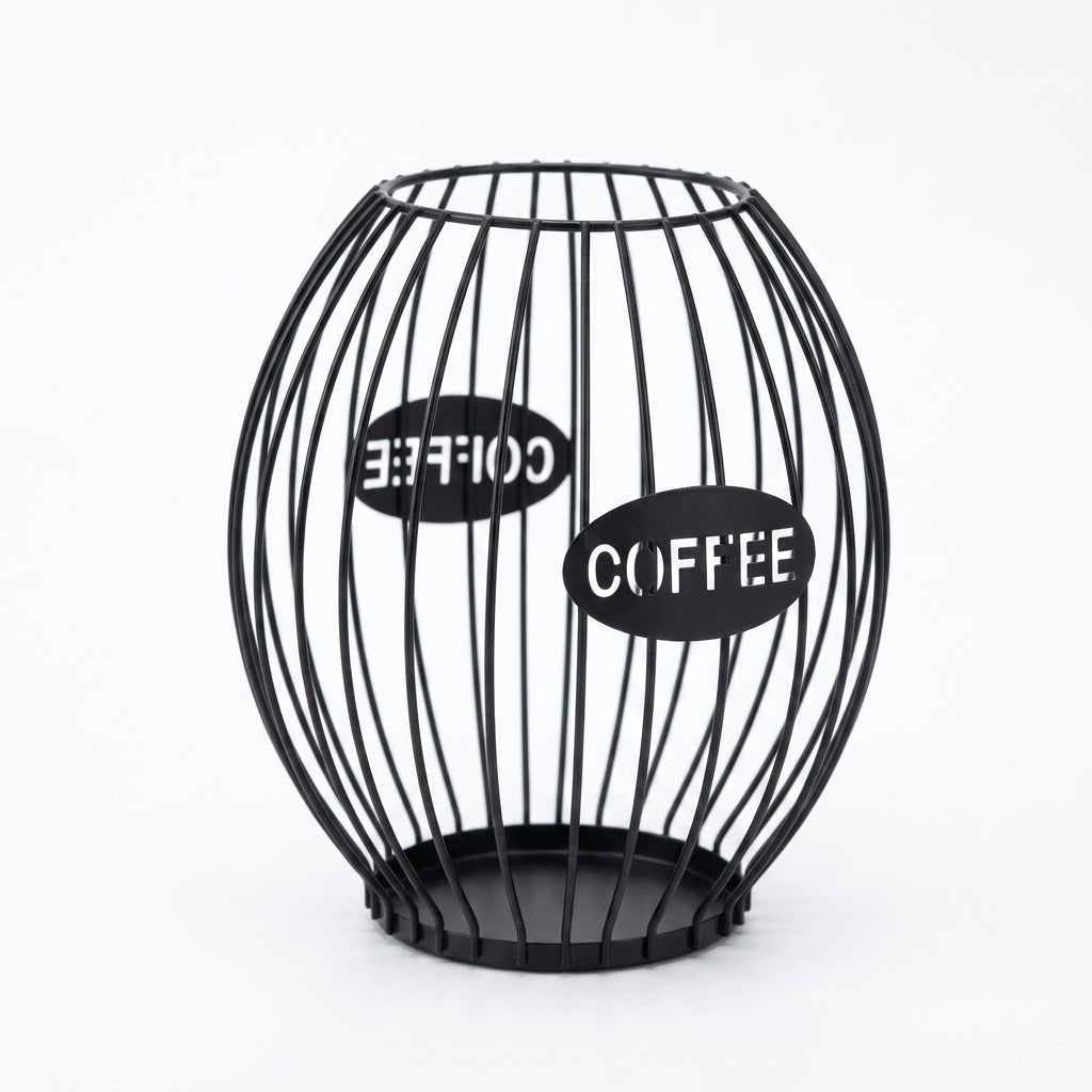 Large Capacity Iron Coffee Pod Holder – Stackable Capsule Storage (Black or Gold)