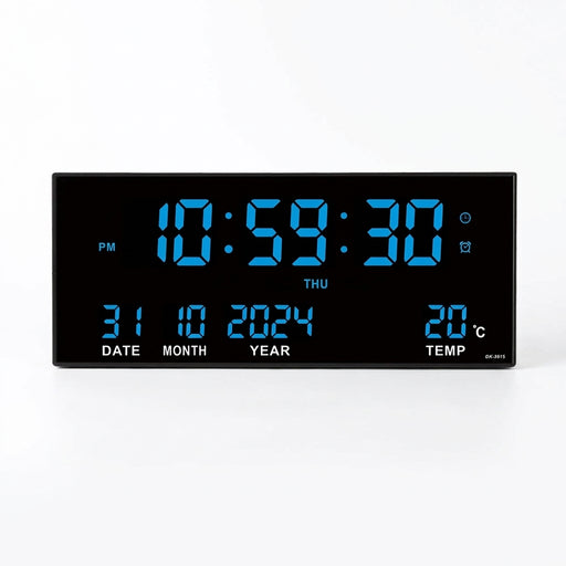 14-Inch Digital LED Wall Clock with 8 Alarms, Date and Temperature Display