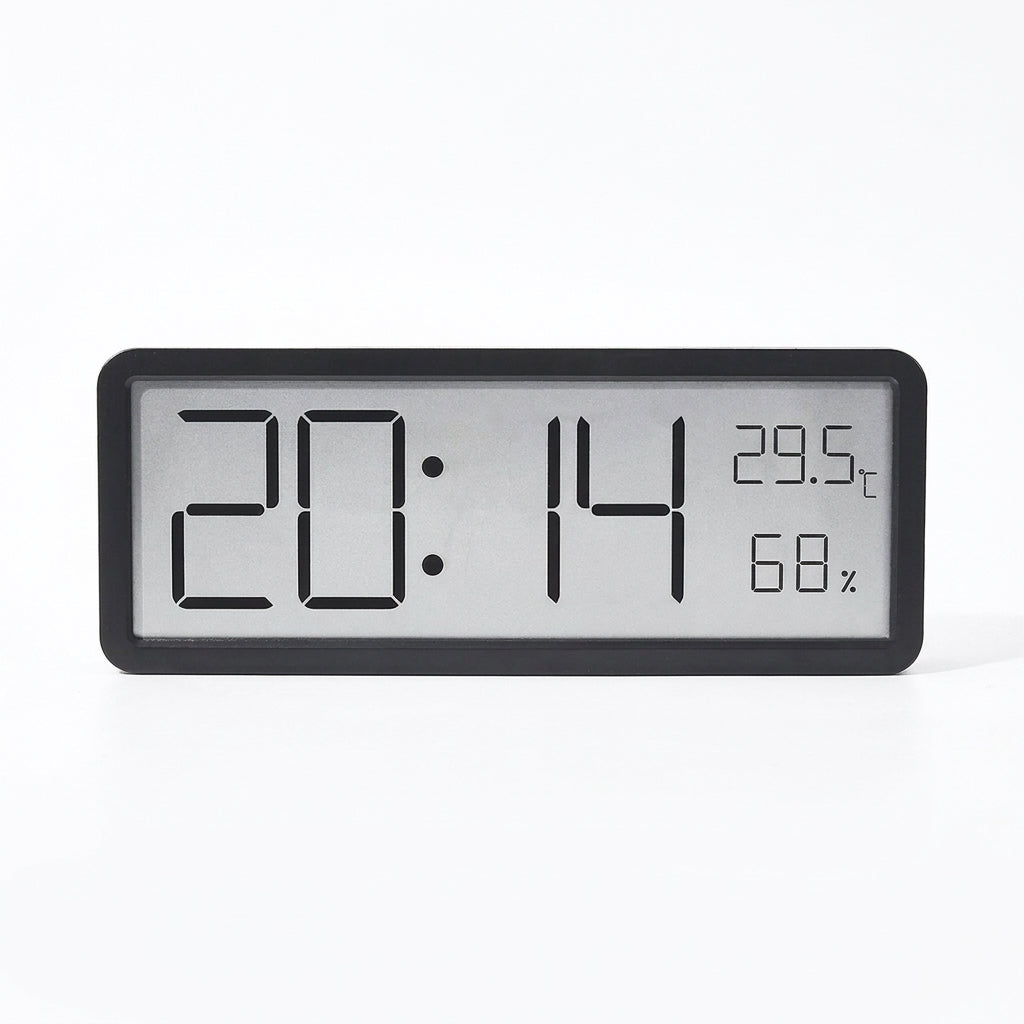 Digital LCD Wall Clock with Temperature, Humidity and Date Display