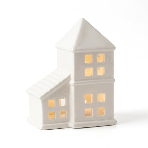 LED Light-Up Ceramic Village House Figurine, Festive Home Decoration