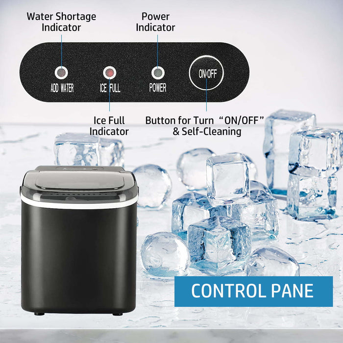 Premium Black Countertop Ice Maker: Sleek, Portable Design with Rapid Ice Production - Delivers 26 lbs of Fresh Ice Daily for Refreshing Beverages and Entertaining