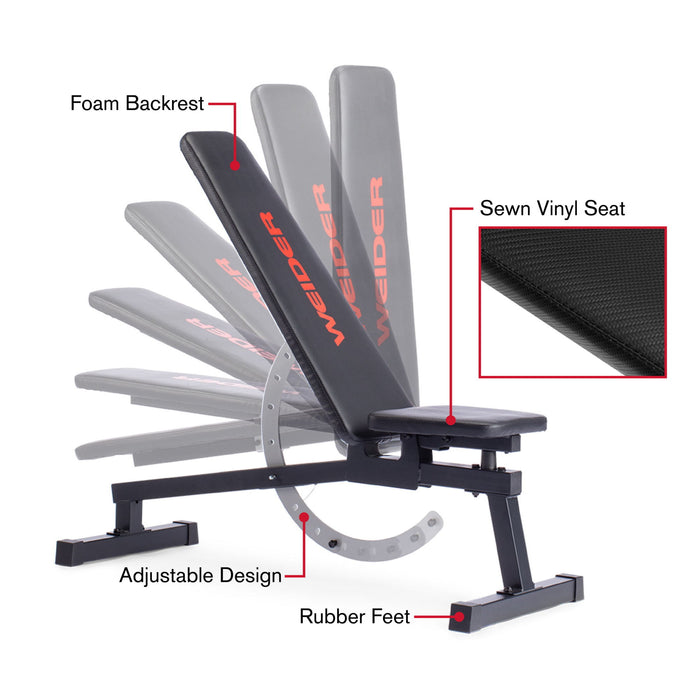 Weider Legacy Adjustable Bench with 14 Positions, 410 Lb. Weight Limit